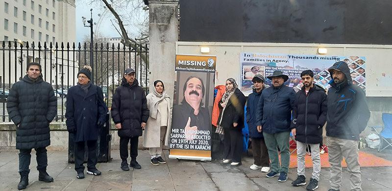 Family members of enforced disappearance victims demonstrate outside UK PM’s residence in London