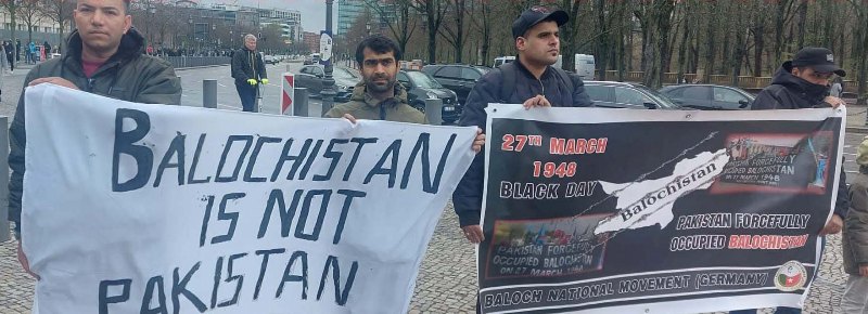 Baloch National Movement members protest against Pakistani occupation of Balochistan in Berlin